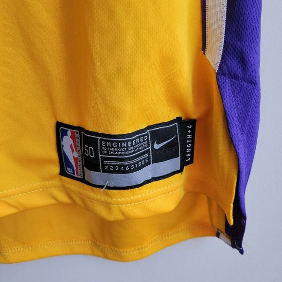 Nike LA Lakers Basketball Jersey GOLD Size 50 Large Length+4 Lonzo Ball #2 - Picture 4 of 12